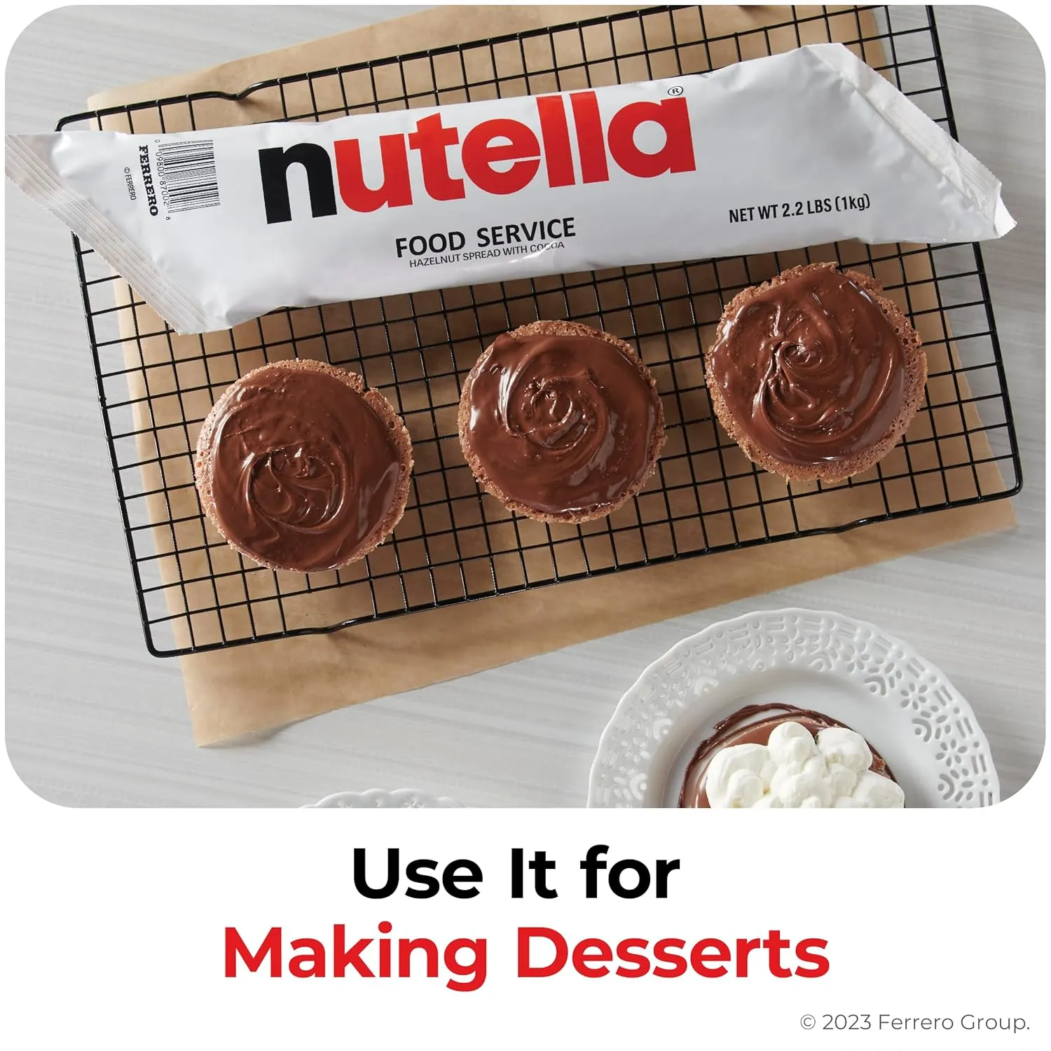 Nutella Hazelnut Spread Piping Bags, 6 Bags, Baking Supplies, Great For Restaurants And Bakeries, 211.2 Oz Total