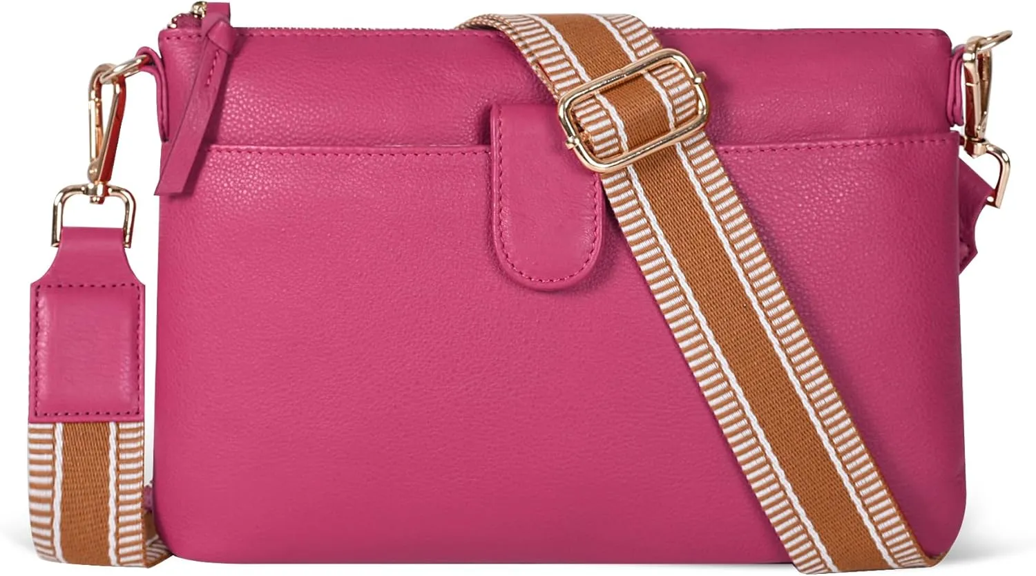 Oak Leathers Small Crossbody Bag For Women With Adjustable, Wide Strap - Real Leather Crossover Shoulder Purse