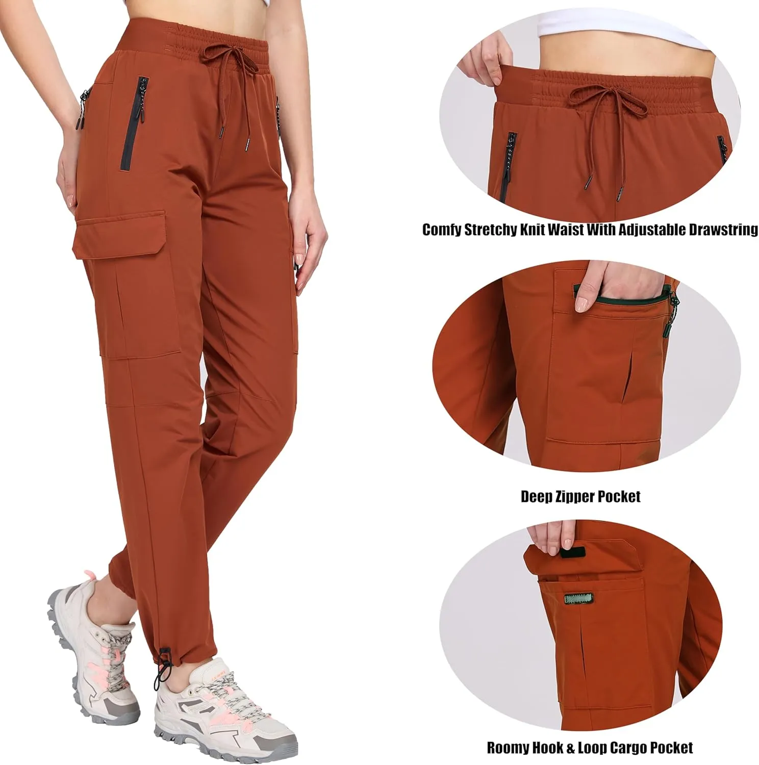 Oalka Women's Hiking Pants Water Resistant Quick Dry Cargo Pockets Pants