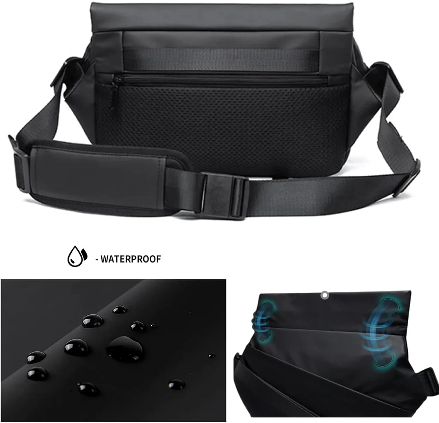 Obsidian Sling Bag, Ria Obsidian Sling Bag, Crossbody Bag Men, Waterproof Sling Bag for Men, Men Crossbody Bags (Black B)
