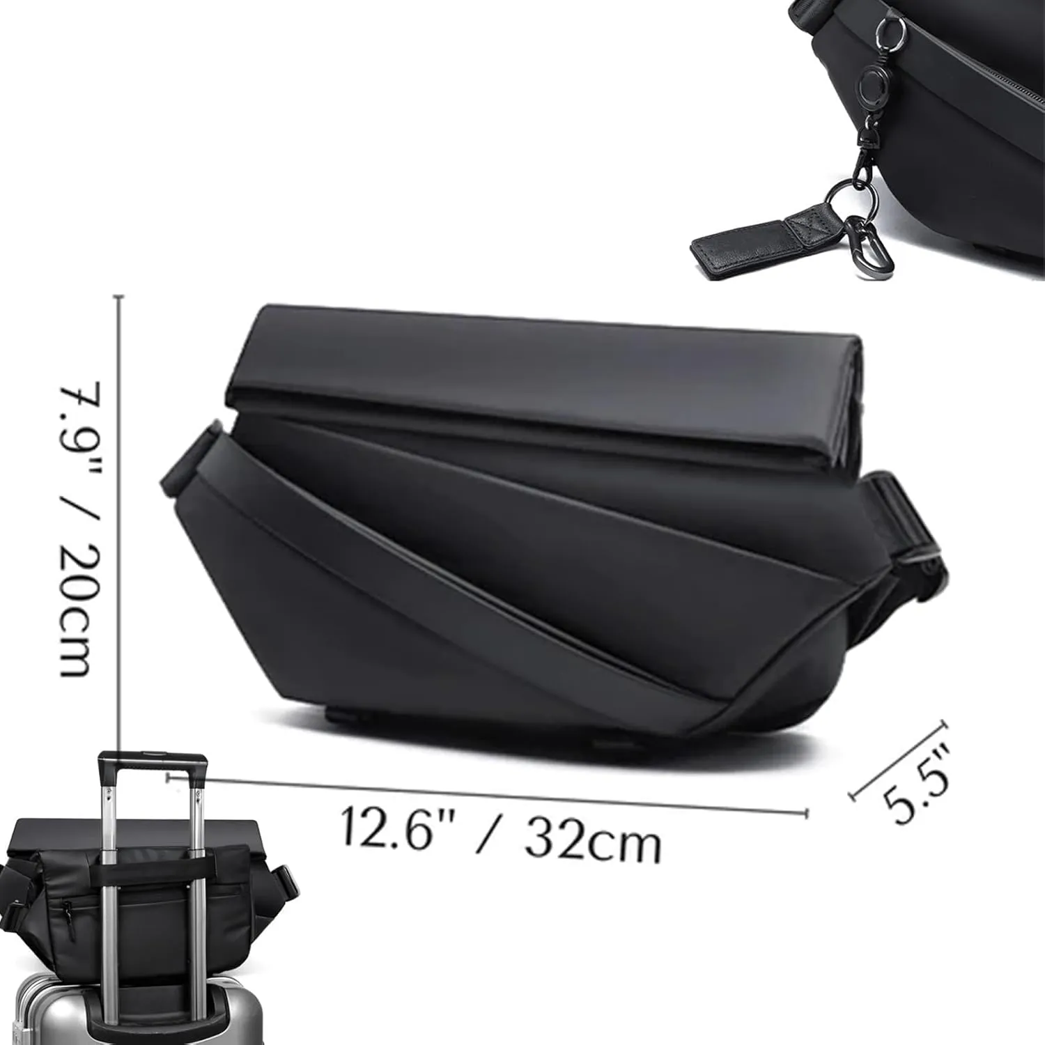 Obsidian Sling Bag, Ria Obsidian Sling Bag, Crossbody Bag Men, Waterproof Sling Bag for Men, Men Crossbody Bags (Black B)