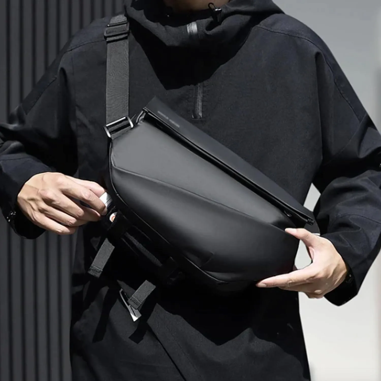 Obsidian Sling Bag, Ria Obsidian Sling Bag, Crossbody Bag Men, Waterproof Sling Bag for Men, Men Crossbody Bags (Black B)