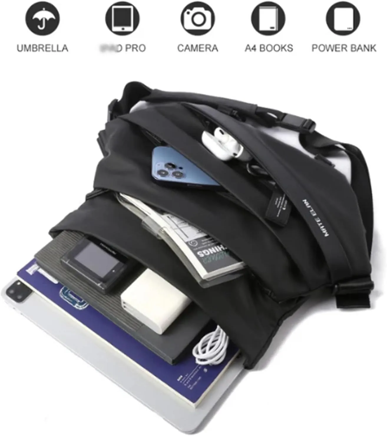Obsidian Sling Bag, Ria Obsidian Sling Bag, Crossbody Bag Men, Waterproof Sling Bag for Men, Men Crossbody Bags (Black B)