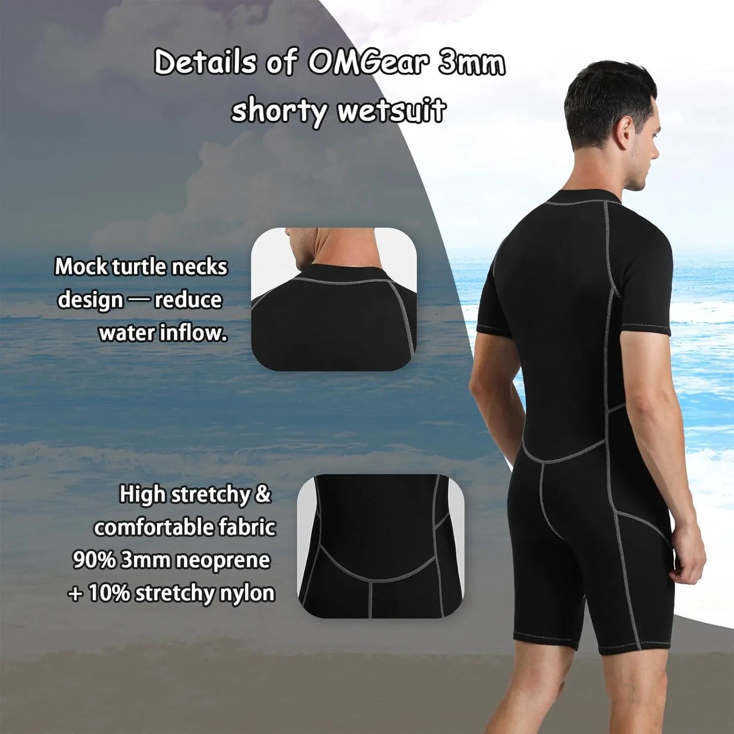 OMGear Wetsuit Women Men 2mm 3mm Neoprene Dive Wet Suit for Cold Water Short/Full Body Thermal Swimsuit for Adults Snorkel Suit for Snorkeling Scuba Diving Swimming Surfing Spearfishing