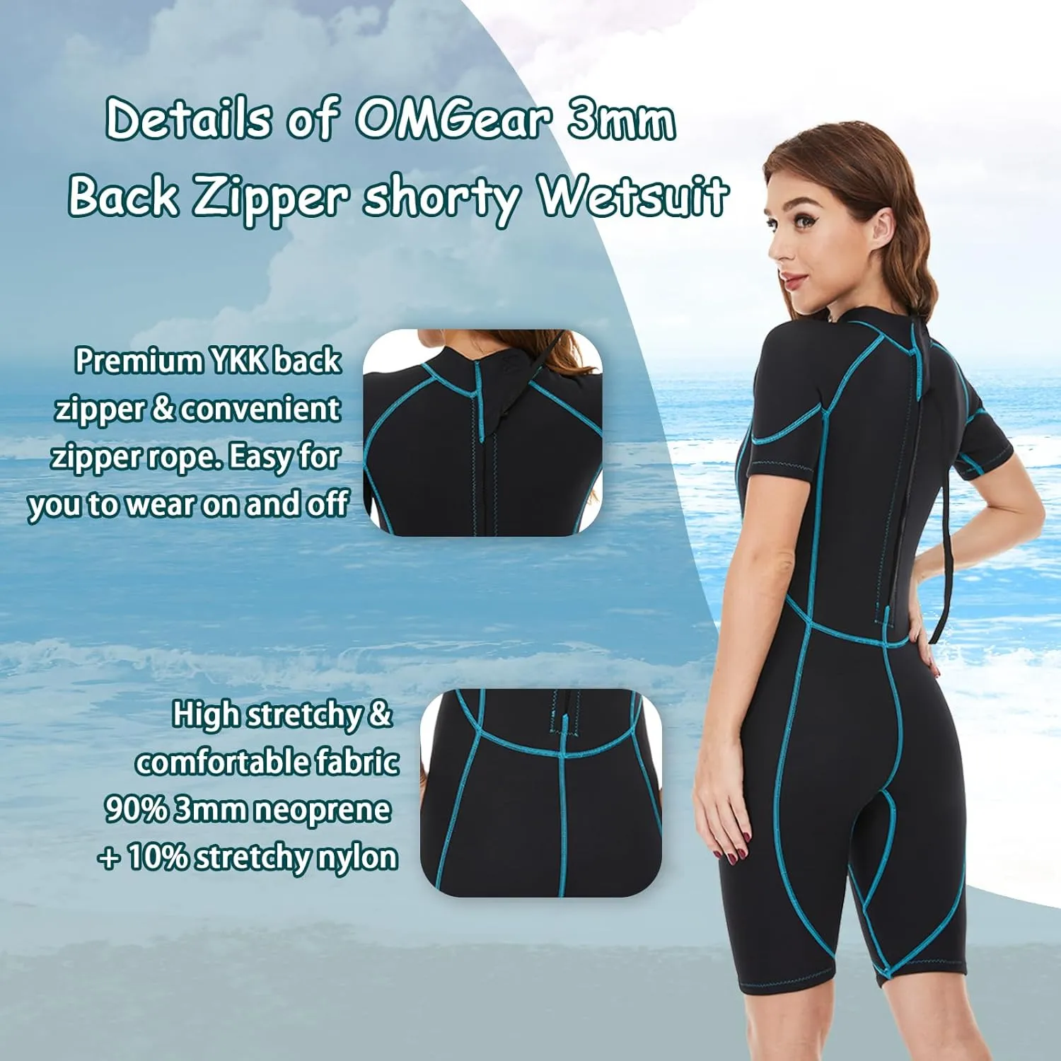 OMGear Wetsuit Women Men 2mm 3mm Neoprene Dive Wet Suit for Cold Water Short/Full Body Thermal Swimsuit for Adults Snorkel Suit for Snorkeling Scuba Diving Swimming Surfing Spearfishing