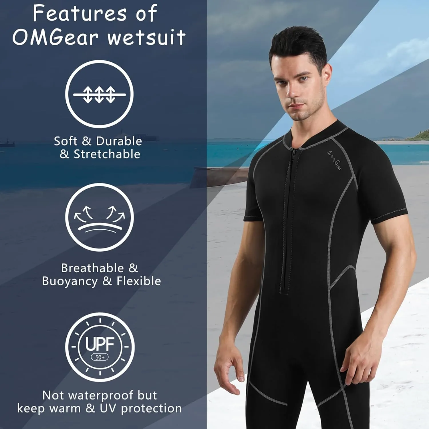 OMGear Wetsuit Women Men 2mm 3mm Neoprene Dive Wet Suit for Cold Water Short/Full Body Thermal Swimsuit for Adults Snorkel Suit for Snorkeling Scuba Diving Swimming Surfing Spearfishing