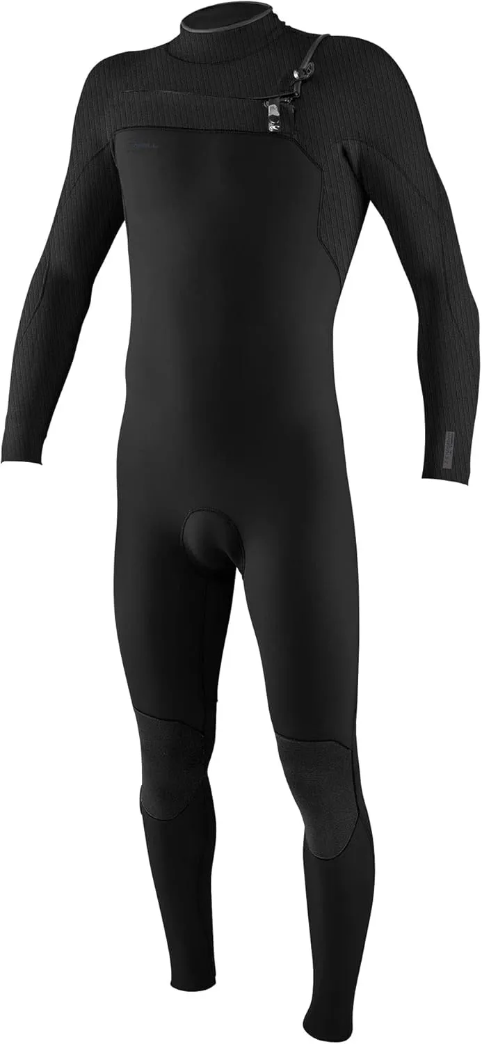 O'NEILL Men's Neoprene Surfing Wetsuit, Black/Grey/Red, LS (3/2 MM Chest Zip Full)