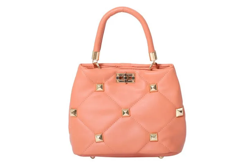 Orange VL Purse with Gold Spike Accents