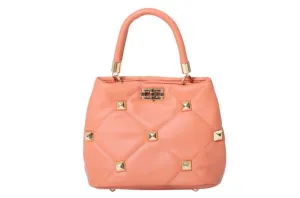 Orange VL Purse with Gold Spike Accents