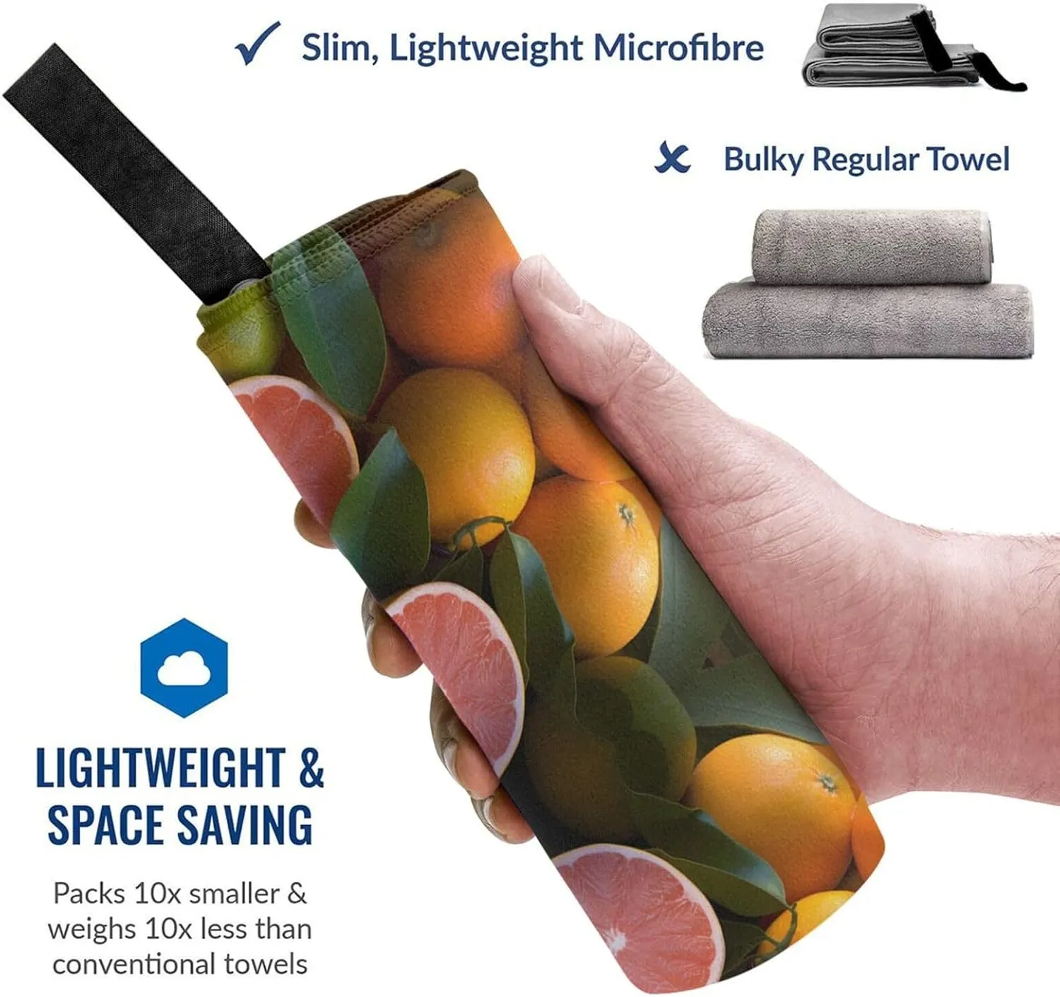 Oranges and Tangerines Premium Compact Microfiber Travel Towel-Featherlight & Quick Dry,Sand-Resistant Beach Towel for Swimming,Camping,Vacation Essentials with Carry Pouch