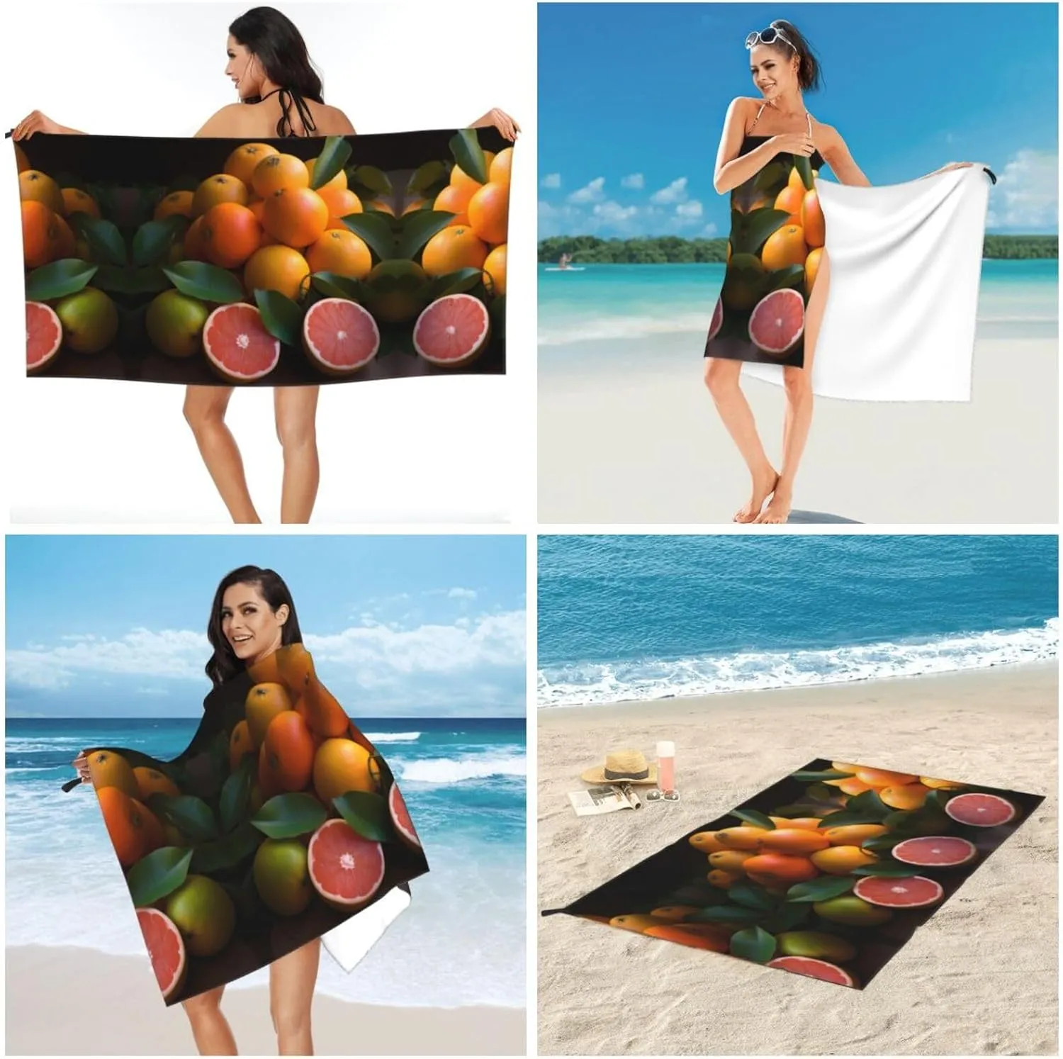 Oranges and Tangerines Premium Compact Microfiber Travel Towel-Featherlight & Quick Dry,Sand-Resistant Beach Towel for Swimming,Camping,Vacation Essentials with Carry Pouch