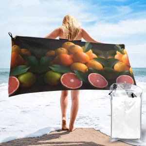 Oranges and Tangerines Premium Compact Microfiber Travel Towel-Featherlight & Quick Dry,Sand-Resistant Beach Towel for Swimming,Camping,Vacation Essentials with Carry Pouch