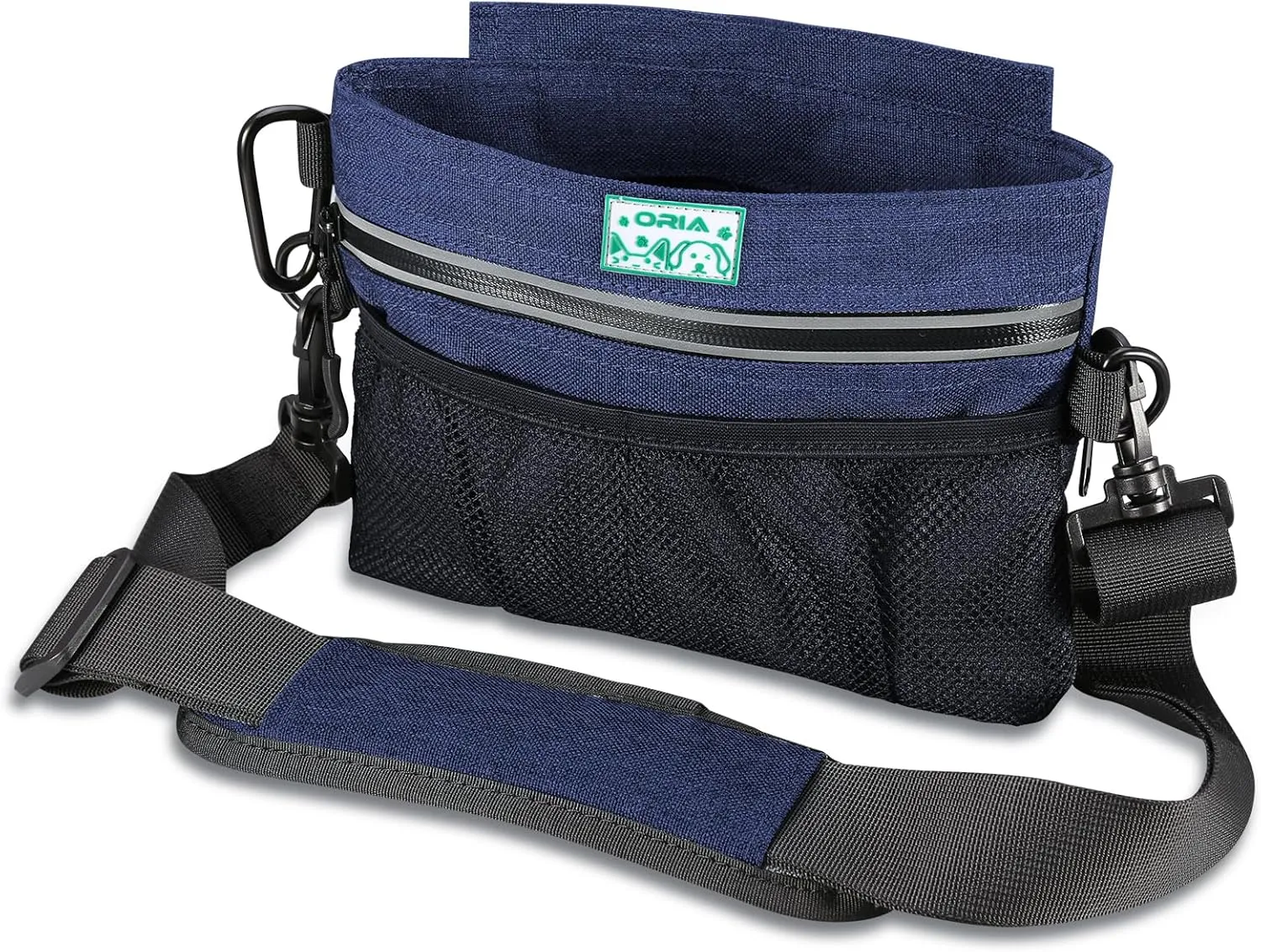 ORIA Dog Treat Training Pouch, Dog Treat Bag, Dog Food Bag, Removable Inner Pocket, Built-in Poop Bag Dispenser, Easily Carries Pet Toys, Kibble, Treats, Blue
