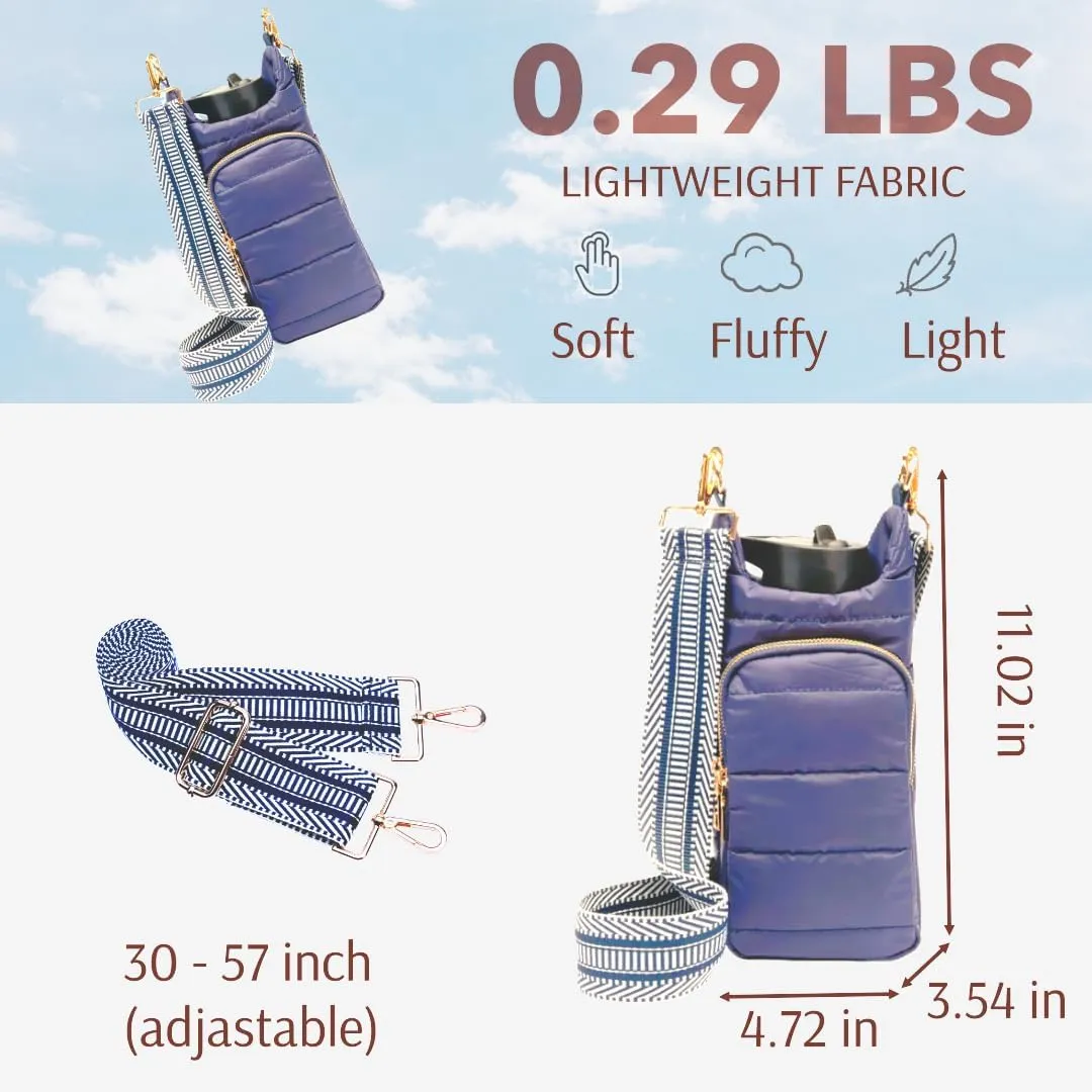 Original Crossbody Water Bottle Holder Bag with Strap.Stylish Puffer Bag.Pockets for Phone & Accessories.BEST GIFT