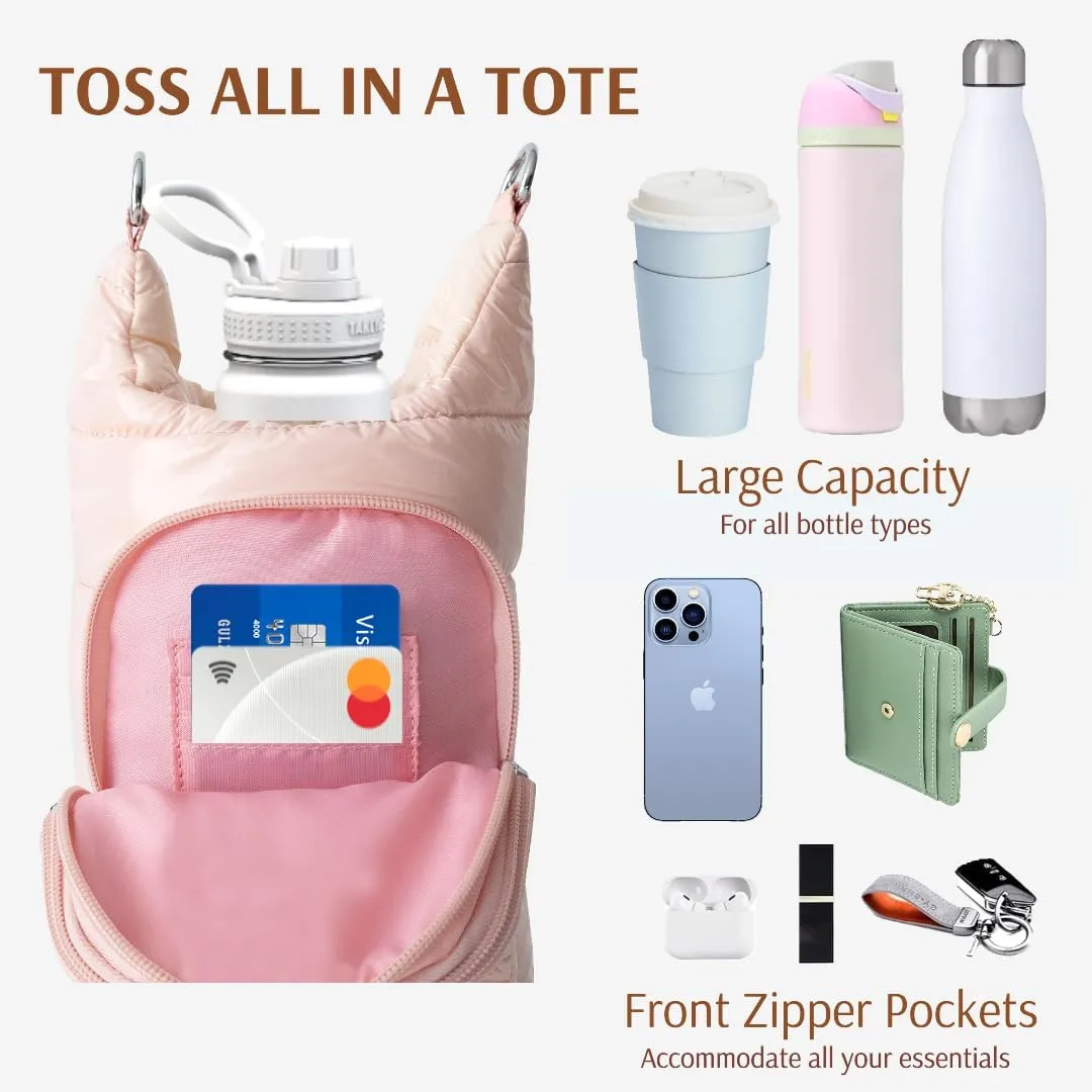 Original Crossbody Water Bottle Holder Bag with Strap.Stylish Puffer Bag.Pockets for Phone & Accessories.BEST GIFT