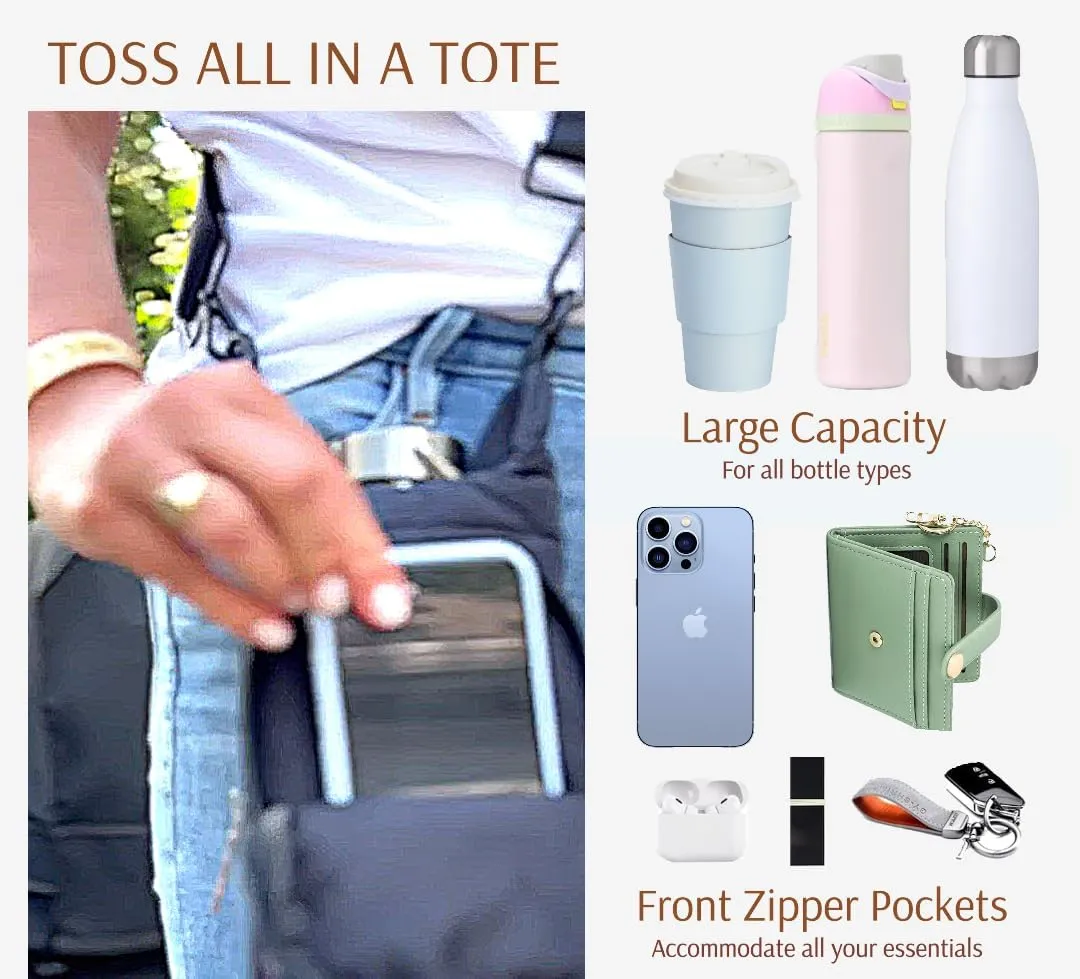 Original Crossbody Water Bottle Holder Bag with Strap.Stylish Puffer Bag.Pockets for Phone & Accessories.BEST GIFT