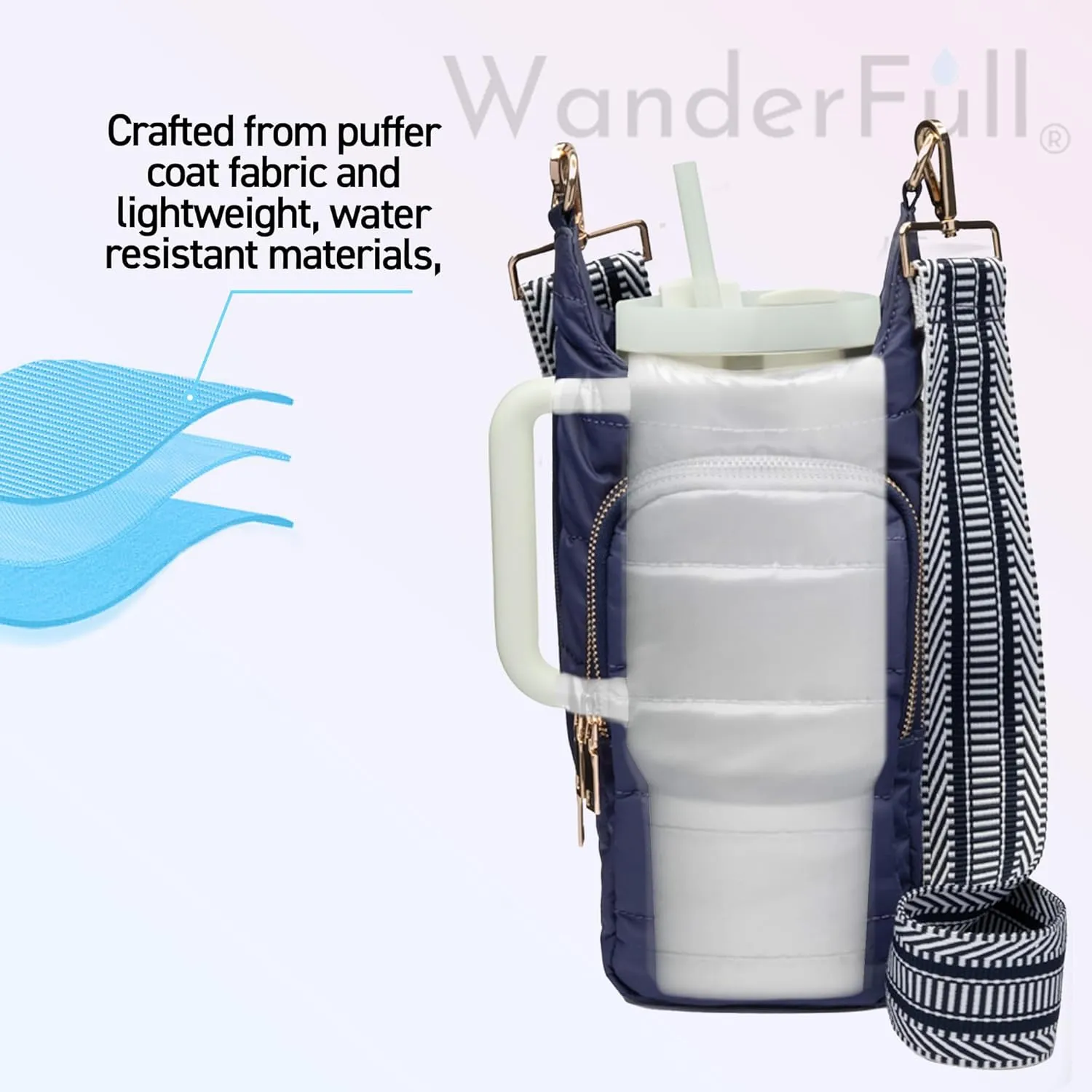 Original HydroBag Handle Collection | Large Crossbody Water Bottle Holder with Strap & Zipper Slot for Handle
