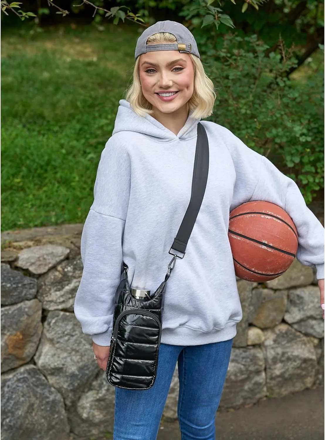 Original HydroBag | Quilted Water Bottle Holder with Strap | Tote Bottle Carrier Crossbody Bag with Pockets