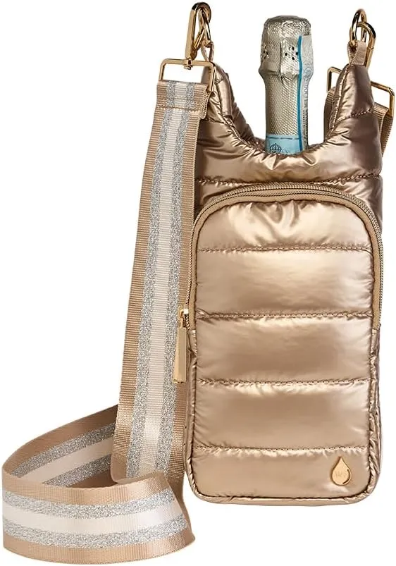 Original HydroBag | Quilted Water Bottle Holder with Strap | Tote Bottle Carrier Crossbody Bag with Pockets