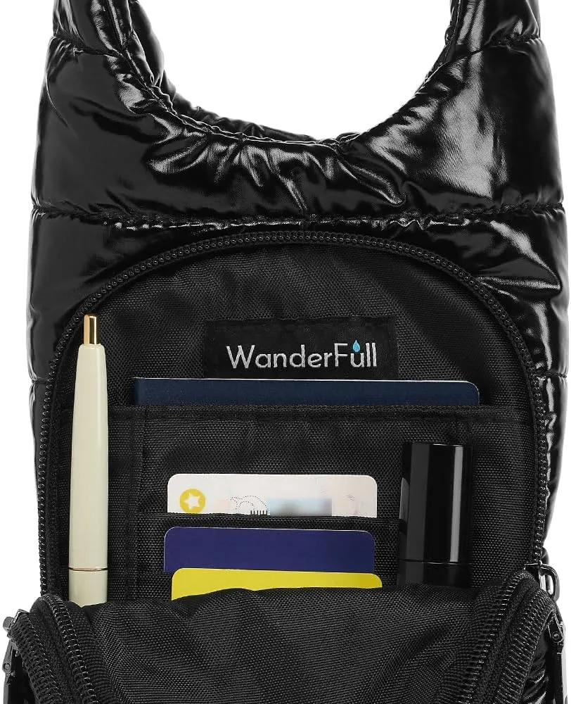 Original HydroBag | Quilted Water Bottle Holder with Strap | Tote Bottle Carrier Crossbody Bag with Pockets