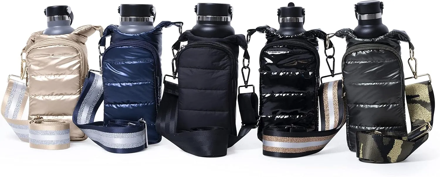 Original HydroBag | Quilted Water Bottle Holder with Strap | Tote Bottle Carrier Crossbody Bag with Pockets