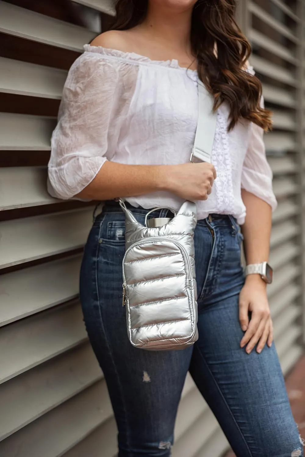 Original HydroBag | Quilted Water Bottle Holder with Strap | Tote Bottle Carrier Crossbody Bag with Pockets