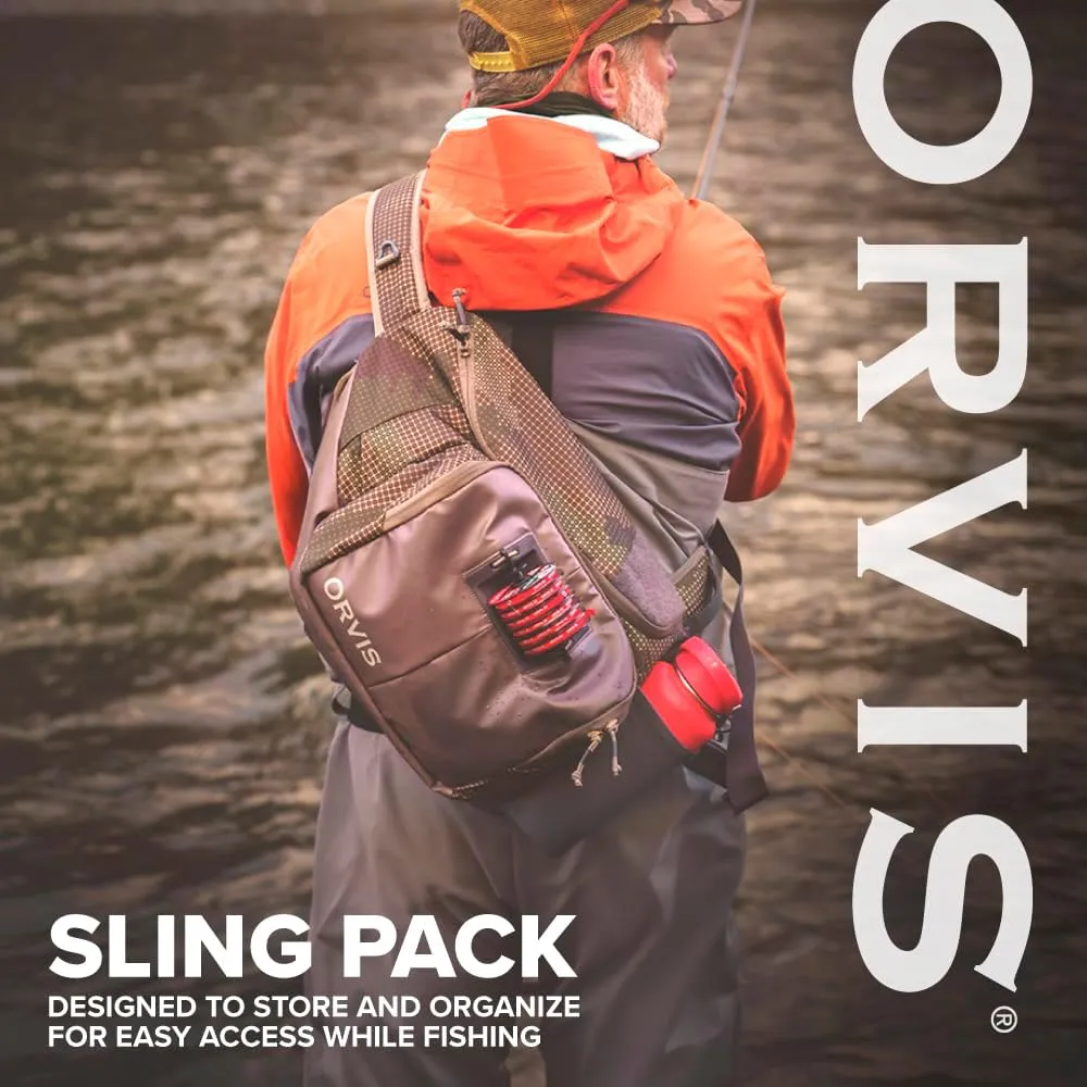 Orvis Fly Fishing Sling Pack - Easy Reach Single Strap Backpack with Durable Docks for Fly Fishing Accessories, Sand - One Size