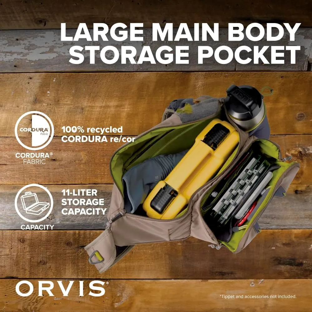 Orvis Fly Fishing Sling Pack - Easy Reach Single Strap Backpack with Durable Docks for Fly Fishing Accessories, Sand - One Size