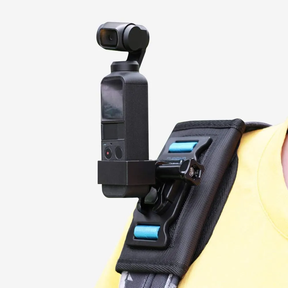 Osmo Pocket Backpack Mount Backpack Strap Knapsack Shoulder Mount with Extended Border Compatible with DJI Osmo Pocket,Osmo Pocket 2 (Black)