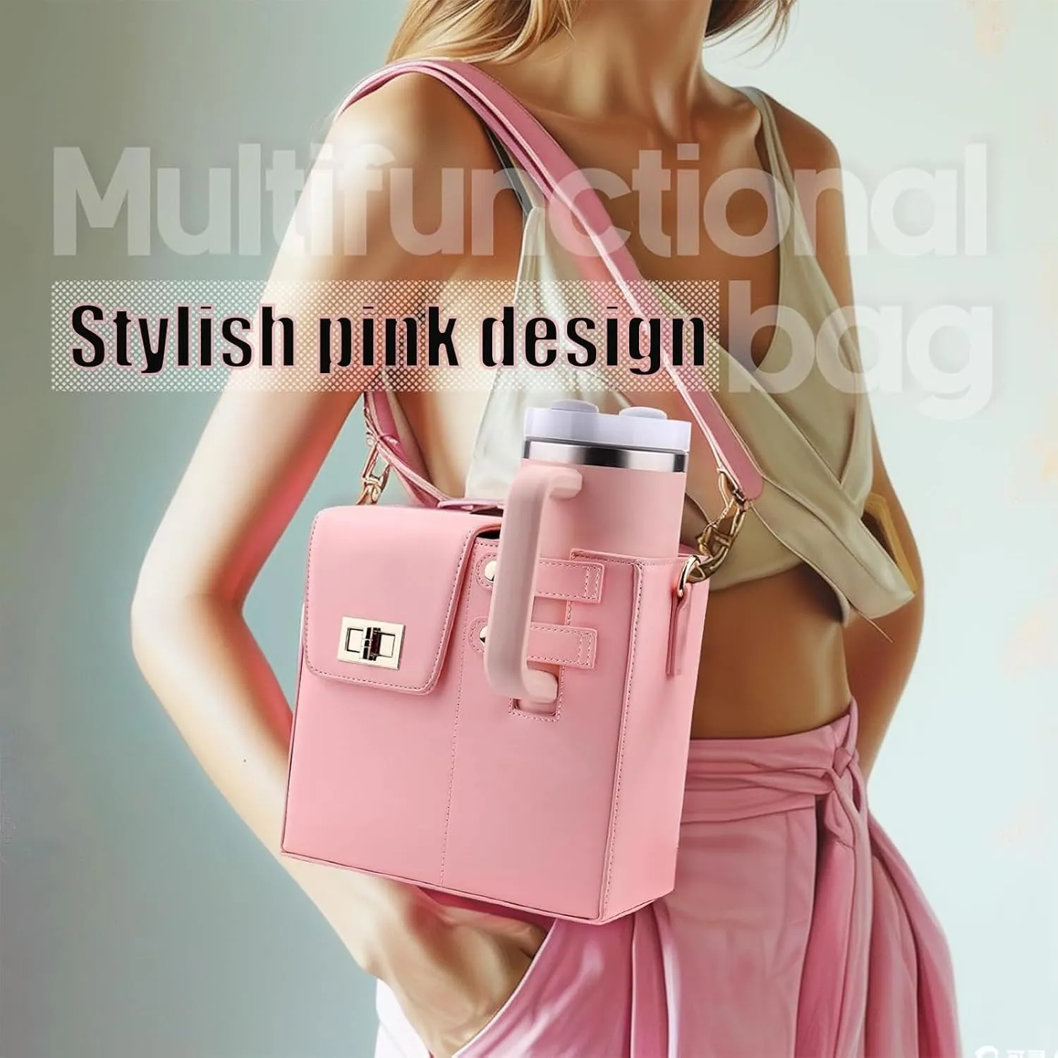Outdoor Portable Crossbody Sling Bag With Water Bottle Holder, Suitable For Women'S Crossbody Bag With Sports Bottle Holder (purple)