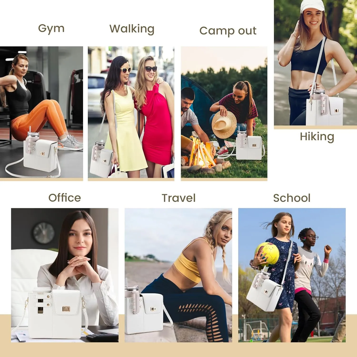 Outdoor Portable Crossbody Water Cup Purse Bag Water Bottle Carrier Bag with Phone Pocket Tumbler Carrier with Strap