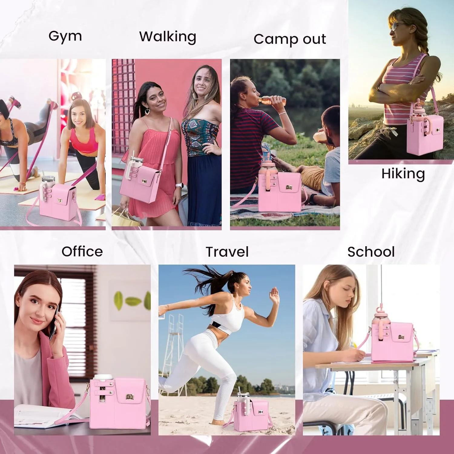 Outdoor Portable Crossbody Water Cup Purse Bag Water Bottle Carrier Bag with Phone Pocket Tumbler Carrier with Strap
