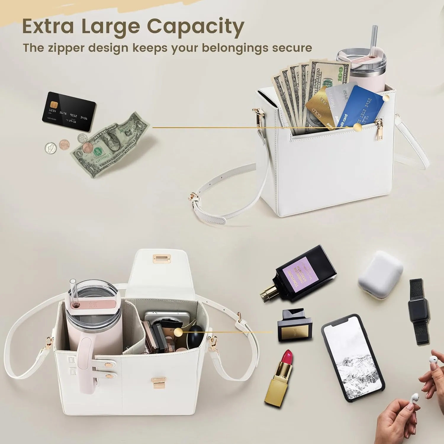 Outdoor Portable Crossbody Water Cup Purse Bag Water Bottle Carrier Bag with Phone Pocket Tumbler Carrier with Strap