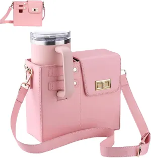 Outdoor Portable Crossbody Water Cup Storage Bag, Water Bottle Carrier Bag with Storage Pocket for Women