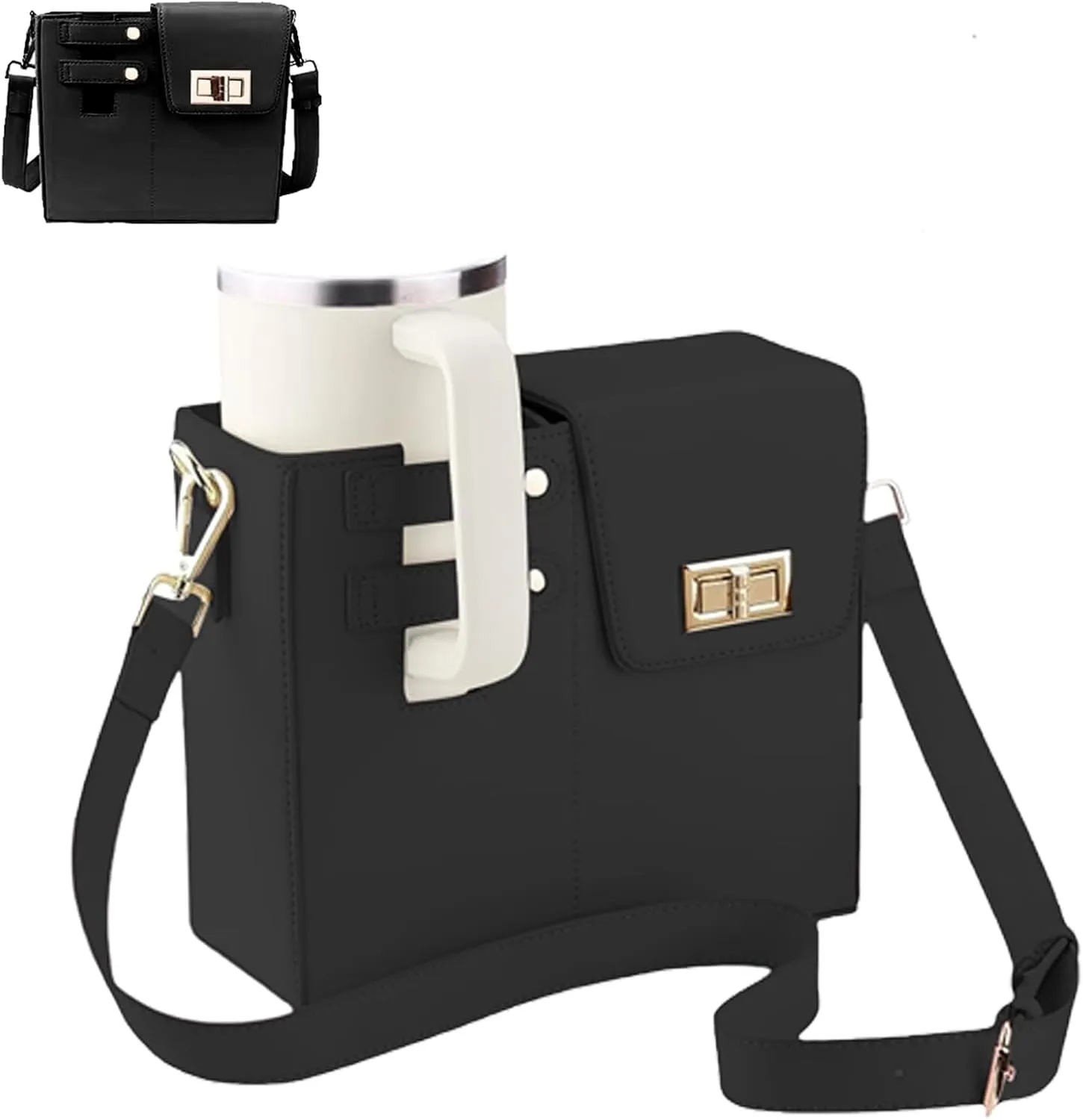 Outdoor Portable Crossbody Water Cup Storage Bag, Water Bottle Carrier Bag with Storage Pocket for Women