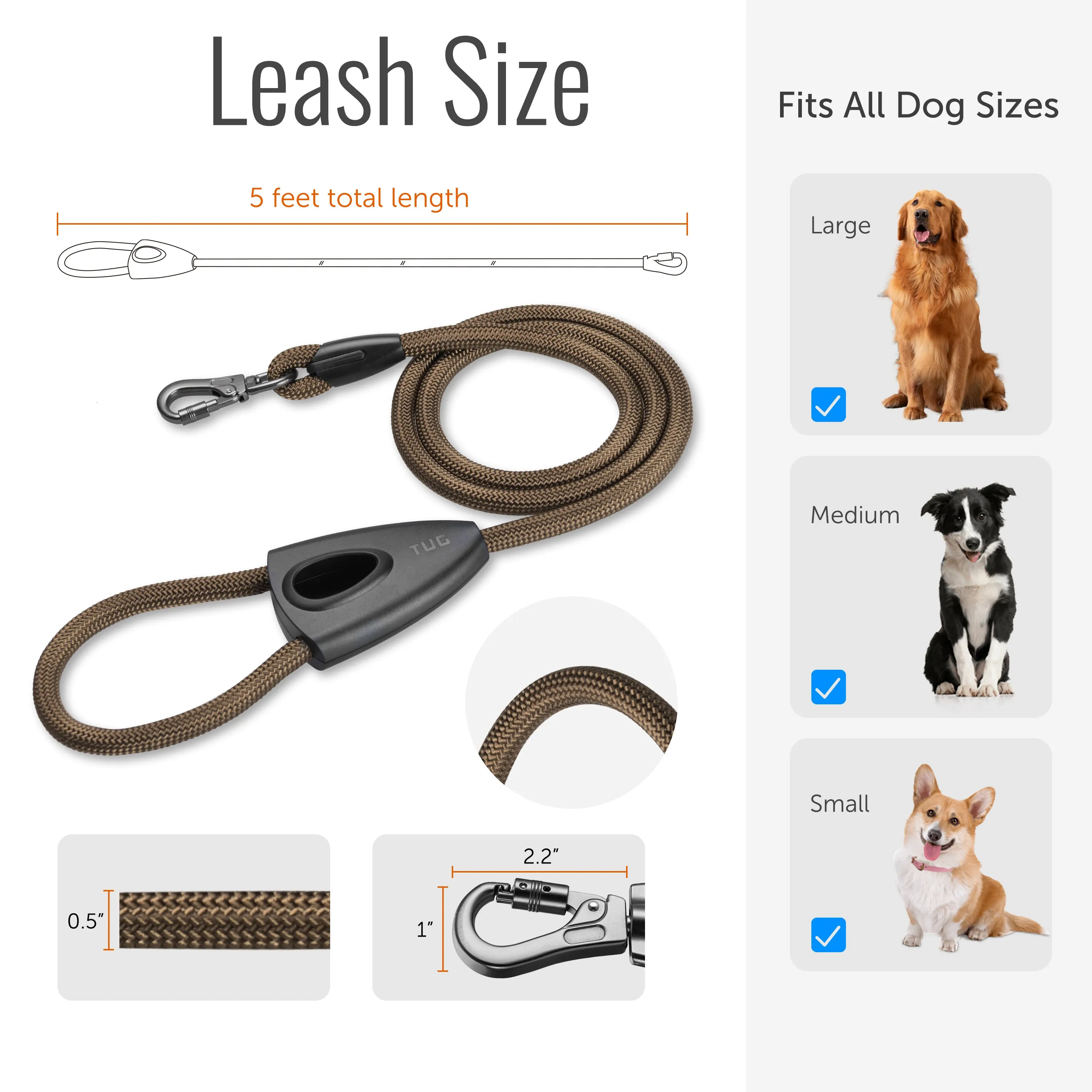 Oval Rope Leash with Integrated Bag Compartment