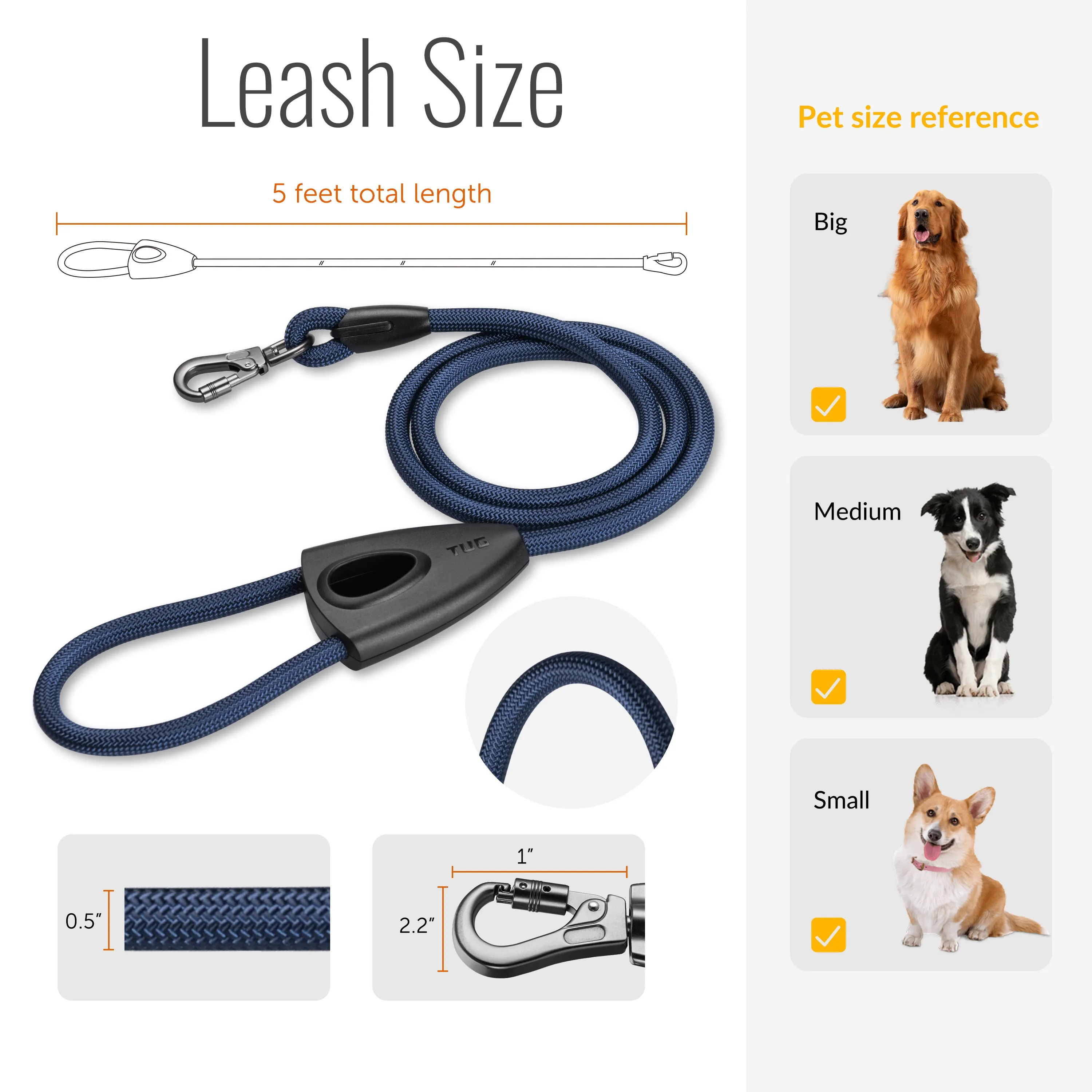 Oval Rope Leash with Integrated Bag Compartment