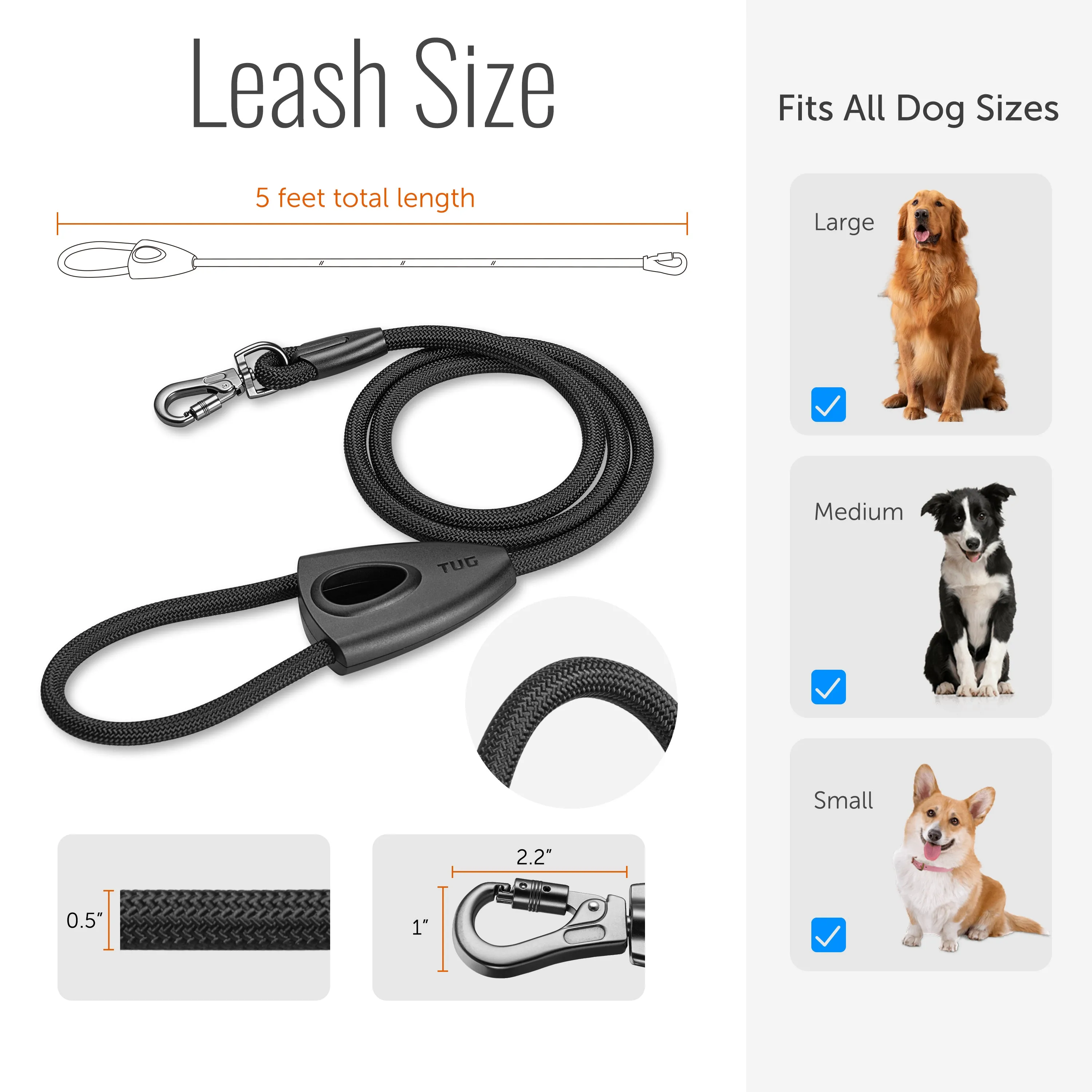 Oval Rope Leash with Integrated Bag Compartment
