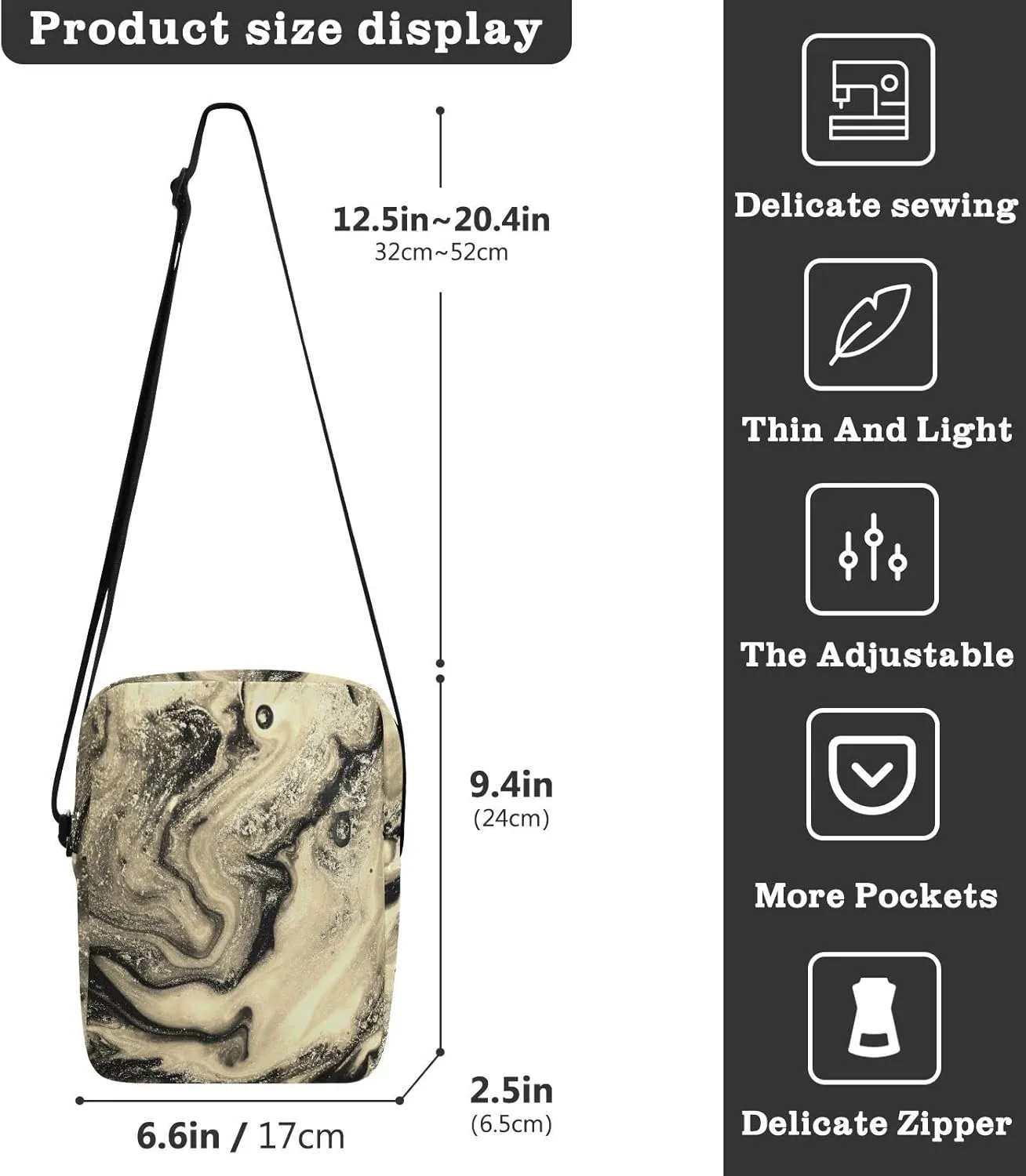 Oyihfvs Messenger Bag, Men's Crossbody Bag, Women's Crossbody Bag with Adjustable Strap