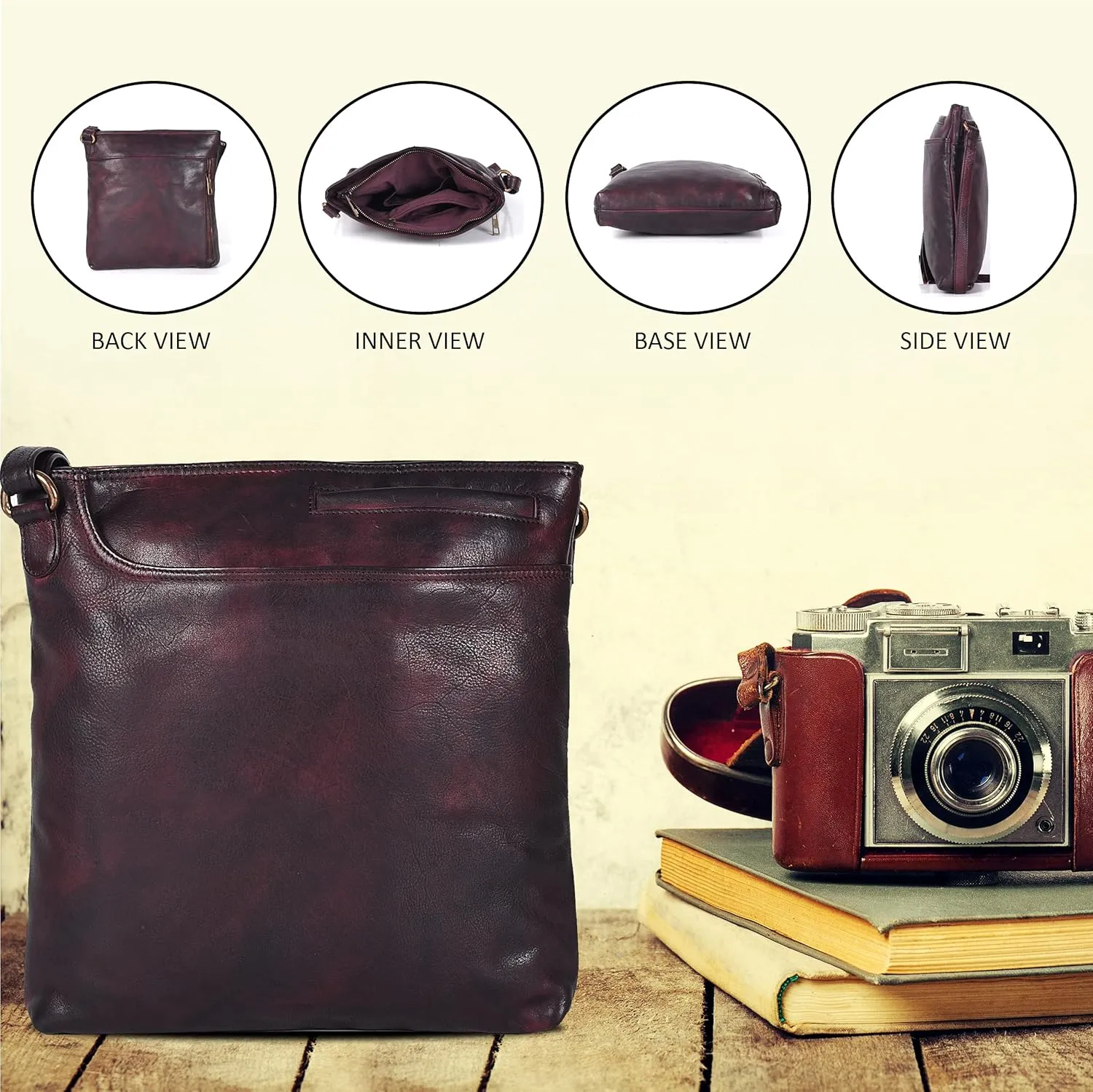 Ozora Multi Pockets Handmade Leather Crossbody Handbags & Sling Bag for Men & Women with Detachable Holster