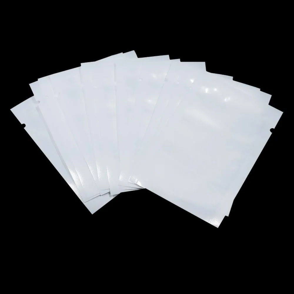 PABCK 100 Pack 3.9x5.9 inch (Usable Size 3.5x5.7 inch) White Front Clear Open Top 2.8mil Plastic Vacuum Pouch Heat Sealable Bags for Food Storage Packets Mini Sample with Tear Notches