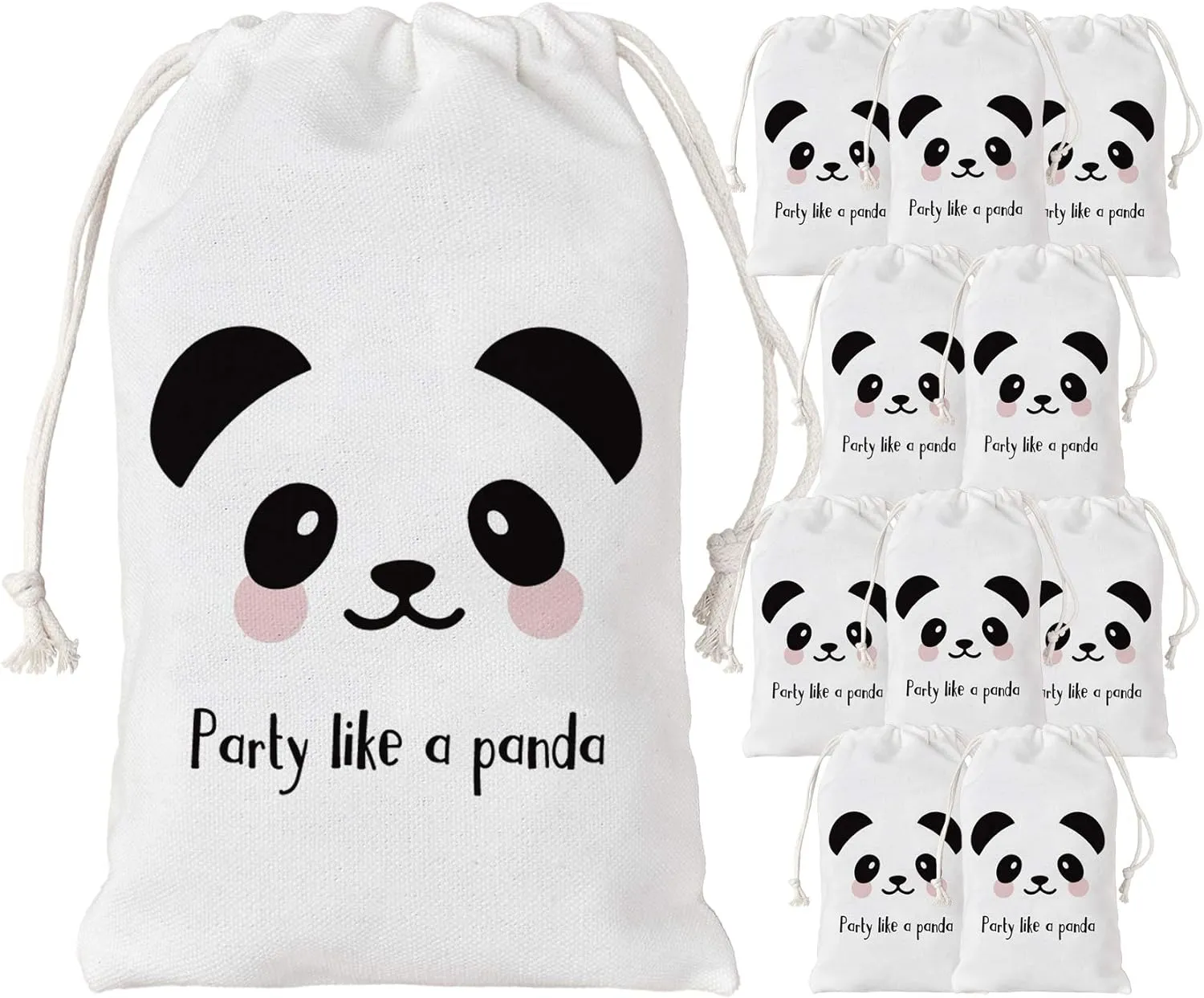 Panda Party Favor Bags 12 Pack - Gift Goodie Candy Treat Bags for Party Like a Panda Decorations, Baby Shower, Birthday Party Supplies