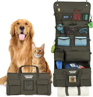 Panther Armor Dog Travel Bag- Hanging Dog Organizer & Pet Storage Tote Bag for Supplies | Waterproof Door Storage & Closet Organizer | Dog Food & Treat Container for Travel Accessories