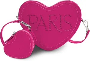 Paris Hilton Heart Luv Double Heart Crossbody Purse, Small Zipper Bag