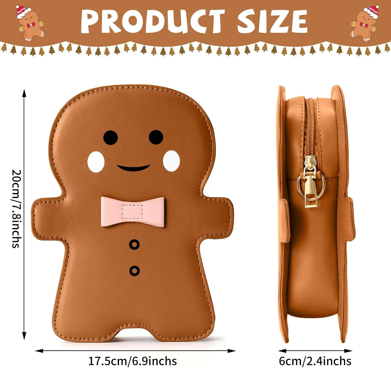 party greeting Christmas Crossbody Bag Gingerbread Man Crossbody Purse Christmas Gingerbread Man Shaped Phone Bag
