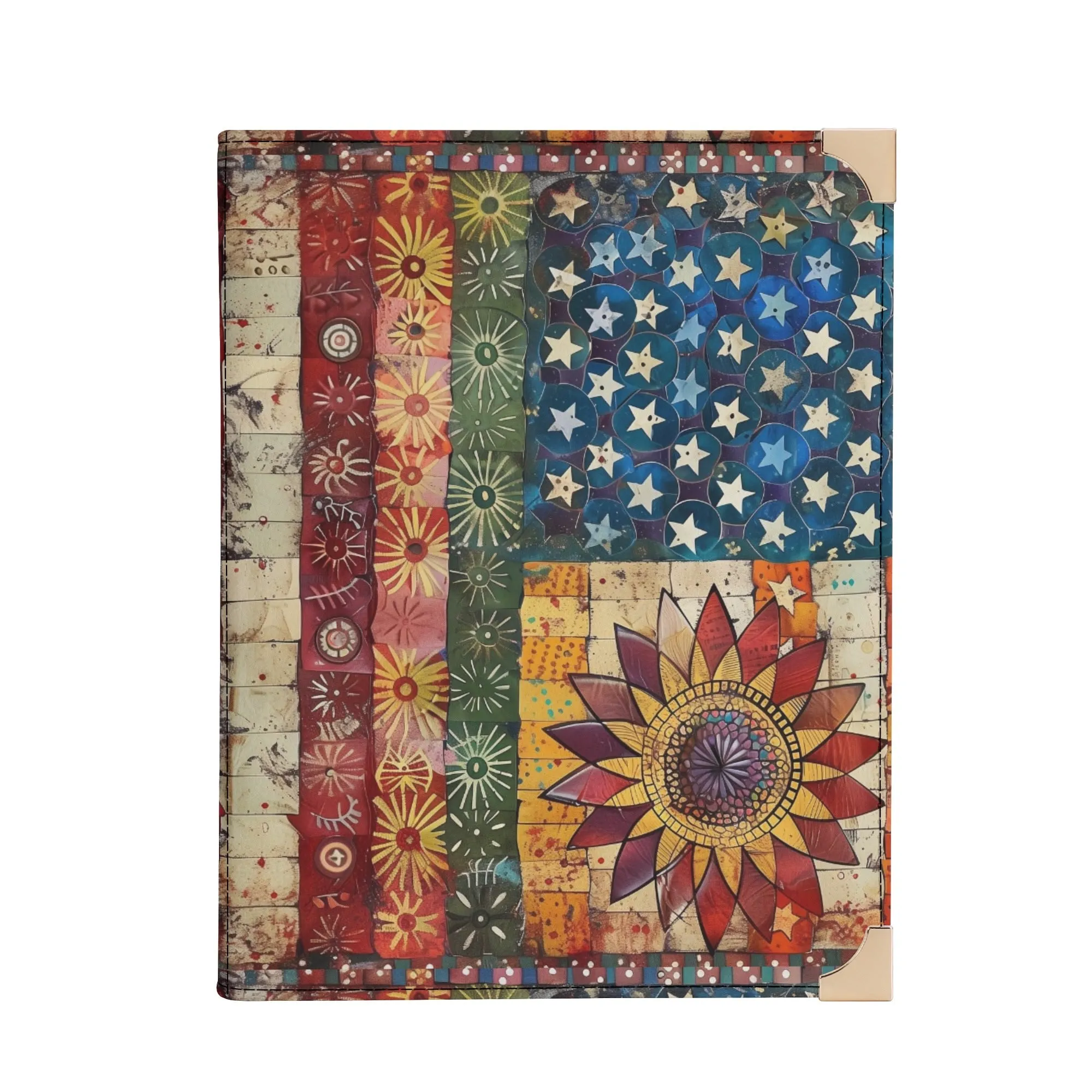 Patchwork American Flag Bible Cover Purse with Sunflower Accent with Red White and Blue - Crossbody Shoulder Bag