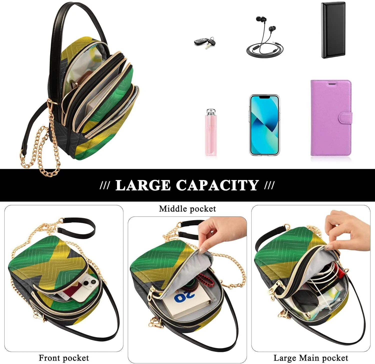 Patriot Flag Cell Phone Purse Crossbody Handbag Durable Shoulder Bag Sturdy Travel Pouch