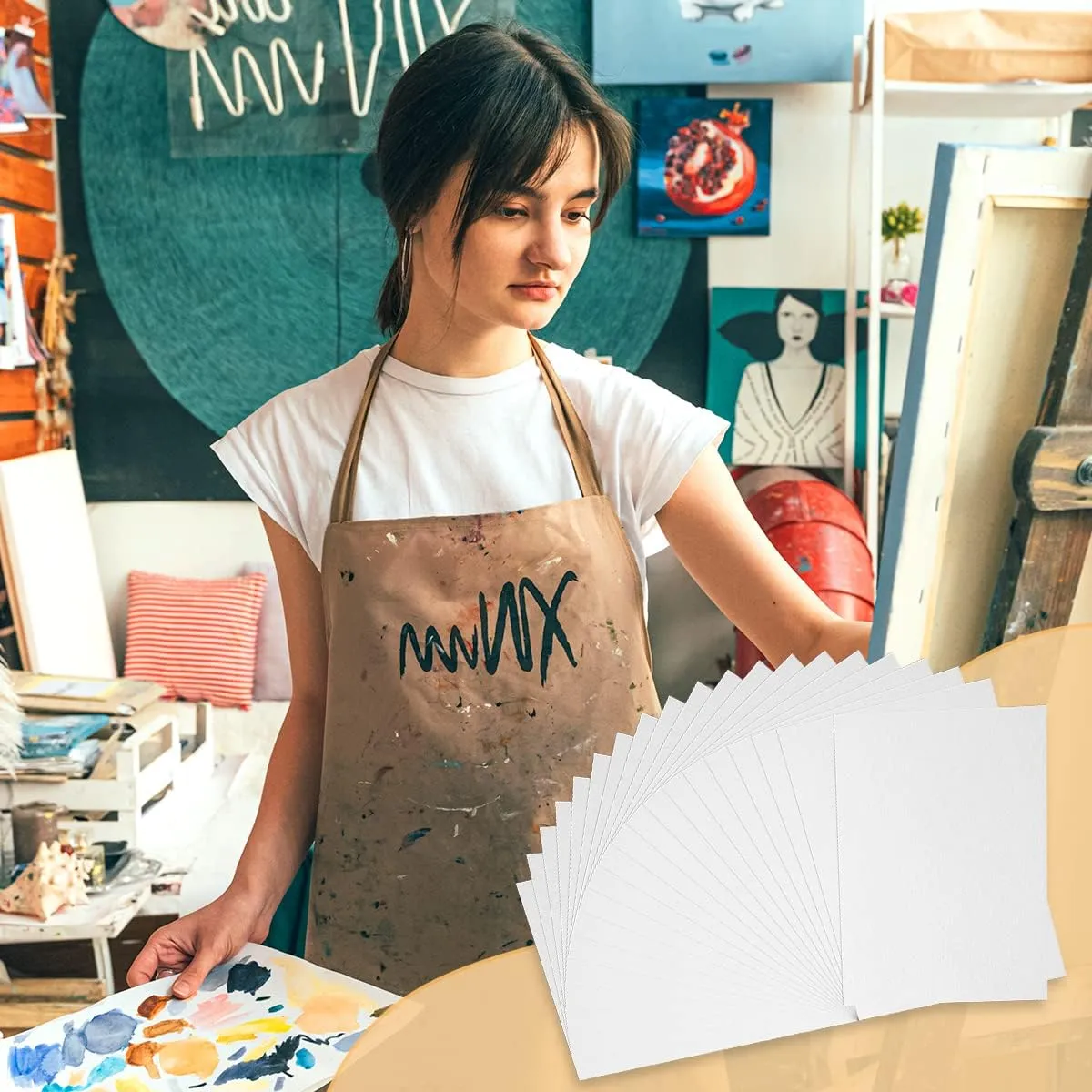 Paul Rubens 60 Sheets Watercolor Paper, Hot Press 50% Cotton&140lb /300gsm Acid-Free Bulk White Paper for Artists, Students & Adults（7.68 * 5.31 inch）