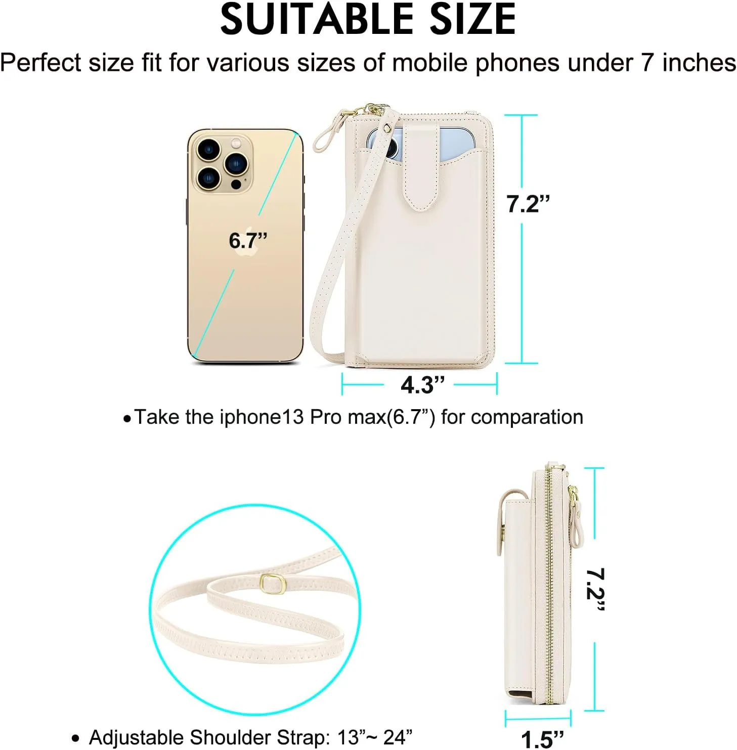 Peacocktion Black Small Crossbody Bags for Women, RFID Leather Cell Phone Purses Wallet, Trendy Crossbody Purses with Zipper