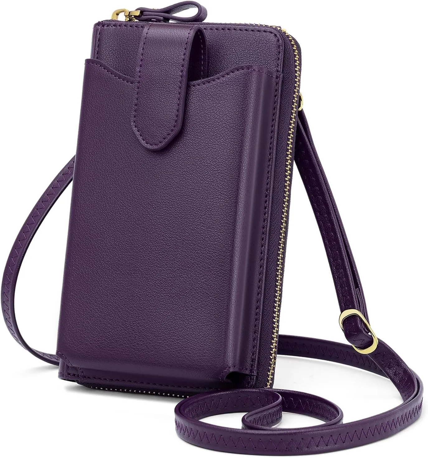 Peacocktion Black Small Crossbody Bags for Women, RFID Leather Cell Phone Purses Wallet, Trendy Crossbody Purses with Zipper